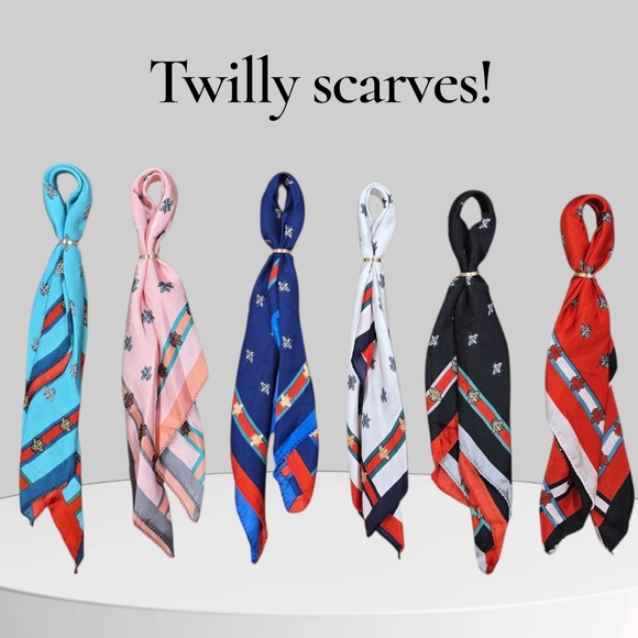 Bee Twilly Scarf- Available In Red, White, Black, Teal, Navy, Pink - Picture 1 of 9